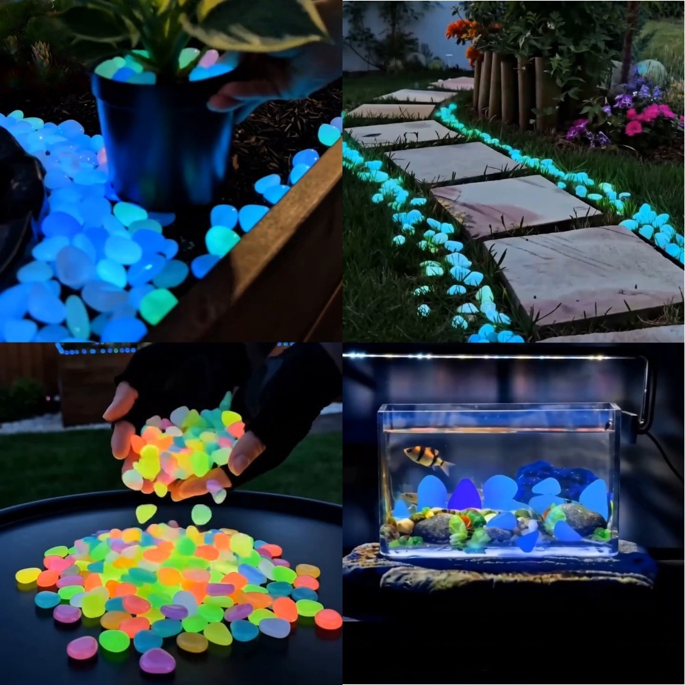 Plant Aquarium Pot - Цветные светящиеся в темноте камни для